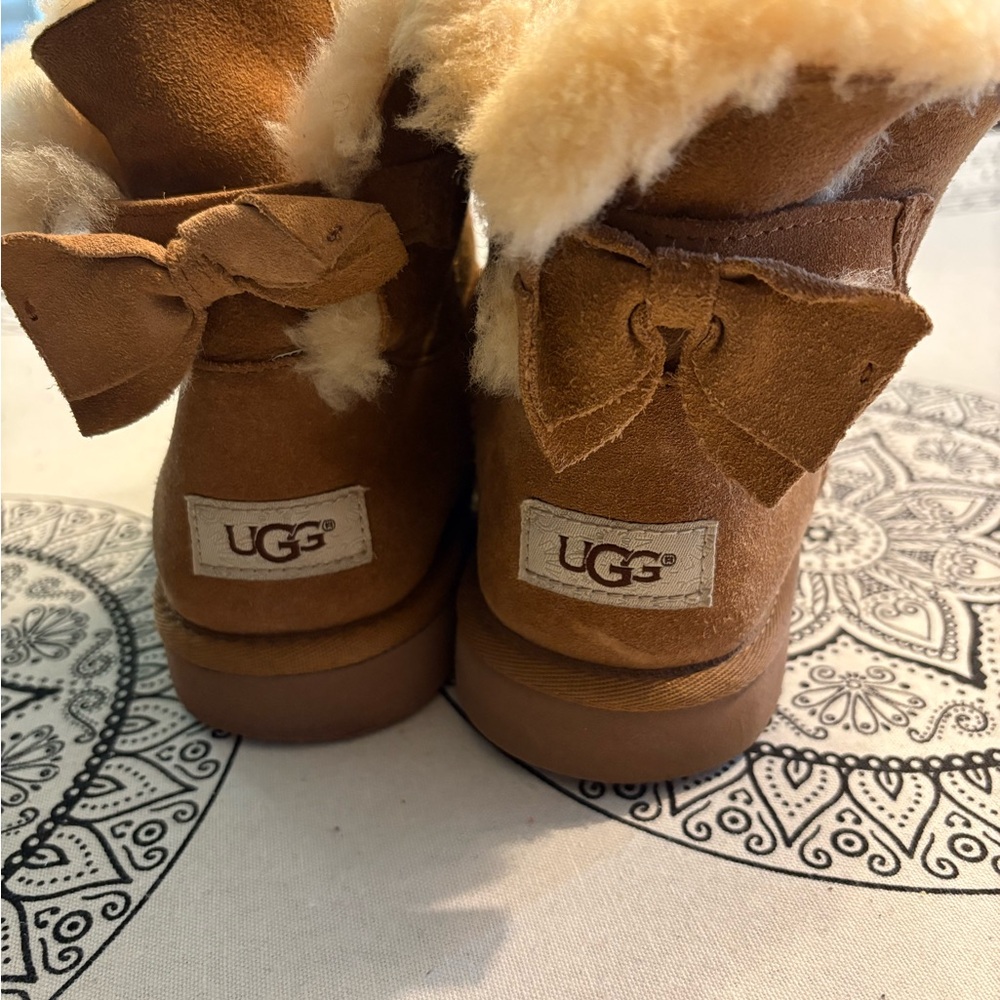 UGG Brown Shearling Boots with Bows